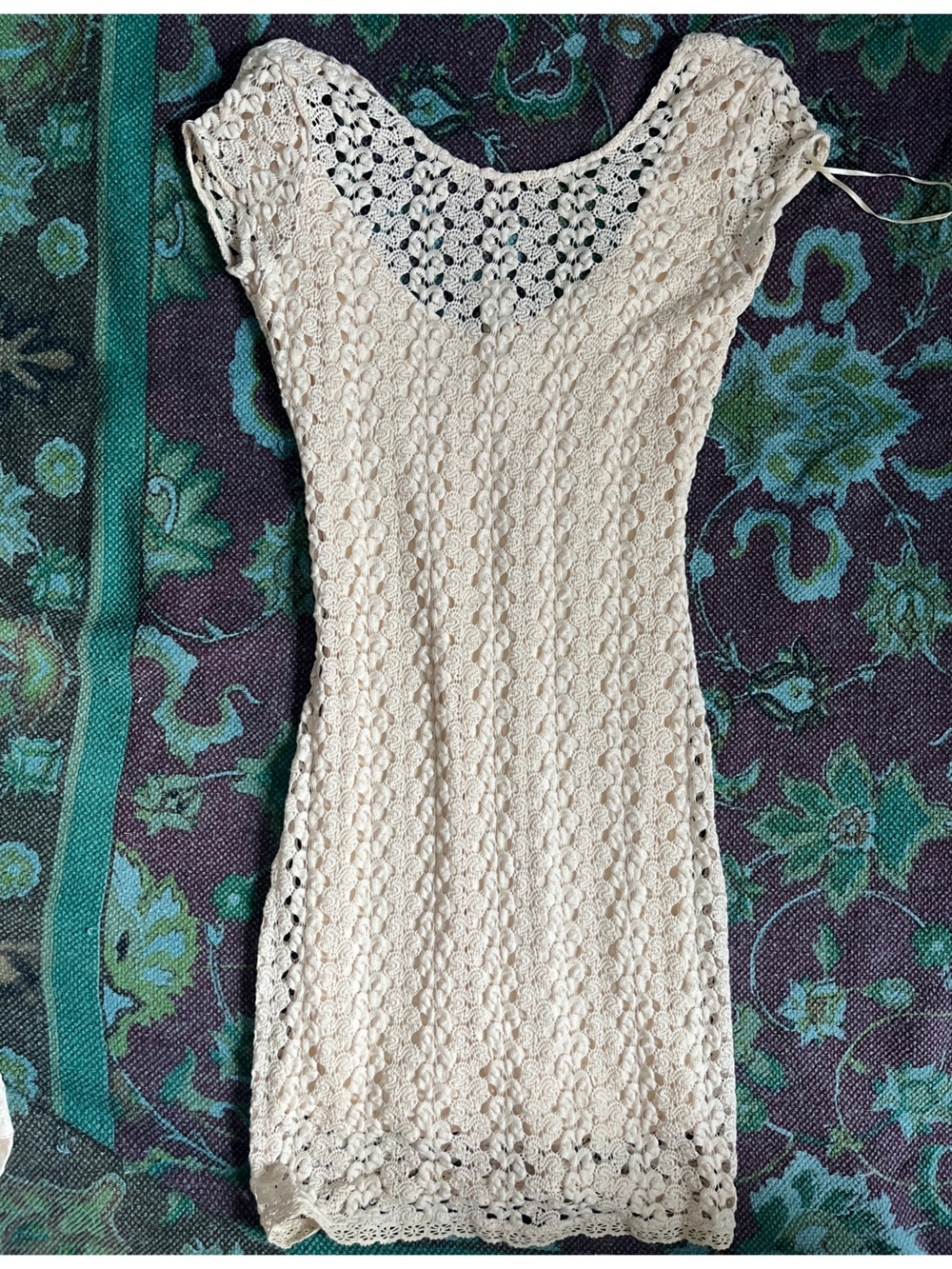 Free People Cream Crochet Mini dress, boho, bridal, festival, scoop back
